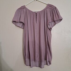 LOFT Women Shirt M light purple  Round Neck Pullover